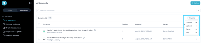 Columns doc list