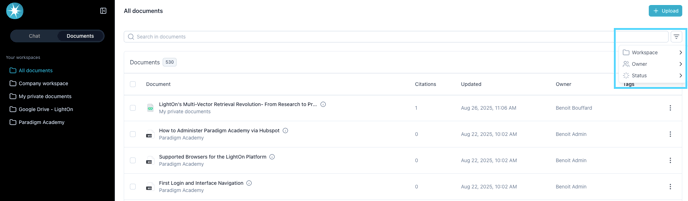 filter doc list